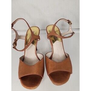 Michael Kors Leather Brayson Sandal In Luggage Color Size 6.5